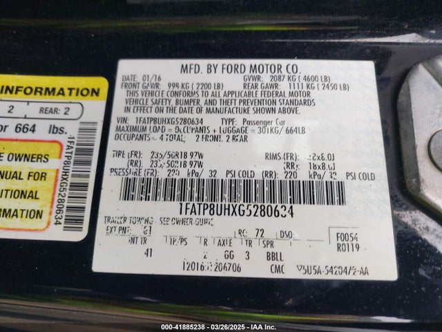 1FATP8UHXG5280634 Ford Mustang Ecoboost Premium