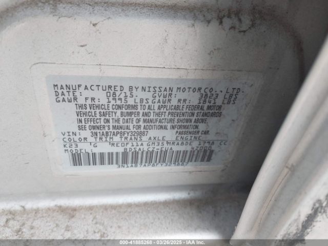 3N1AB7AP8FY329887 Nissan SENTRA S