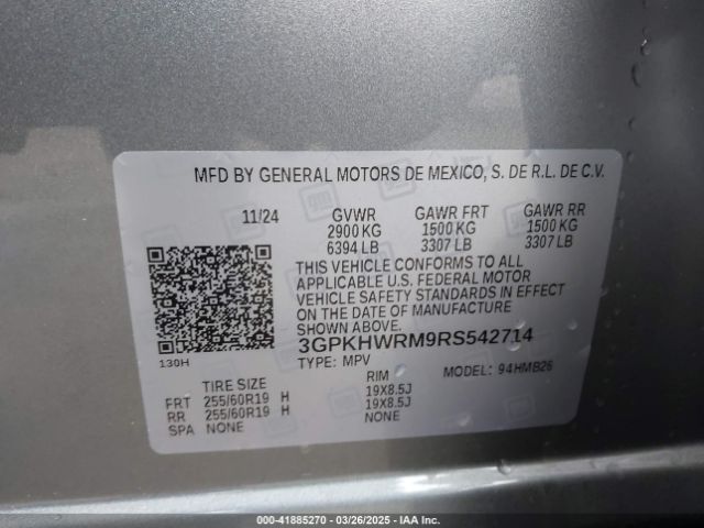 3GPKHWRM9RS542714 Honda Prologue Touring