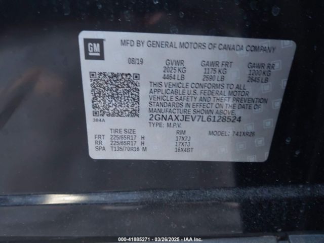 2GNAXJEV7L6128524 Chevrolet Equinox Fwd 2fl