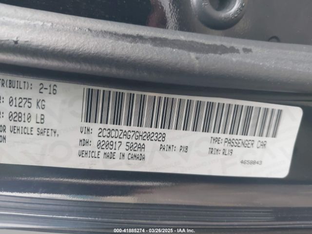 2C3CDZAG7GH202328 Dodge Challenger Sxt Plus