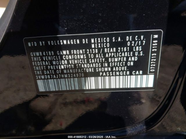 3VWDB7AJ7HM324970 Volkswagen Jetta 1.4t Se