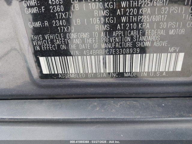 4S4BRBPC7E3308939 Subaru Outback 2.5i Limited