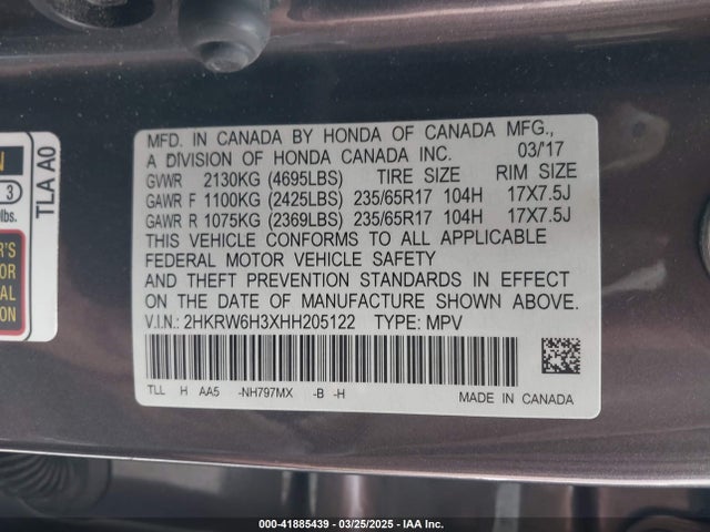 2HKRW6H3XHH205122 Honda CR-V LX
