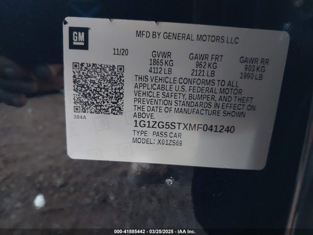 1G1ZG5STXMF041240 Chevrolet Malibu Fwd Rs