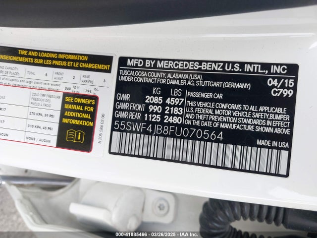 55SWF4JB8FU070564 Mercedes-Benz C-Class