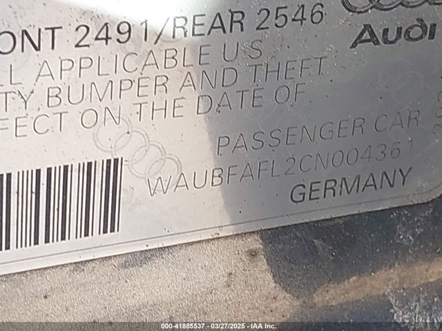 2012 AUDI A4 WAUBFAFL2CN004361 Photo 8