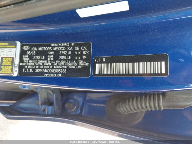 3KPF24AD0KE008168 KIA Forte Lxs