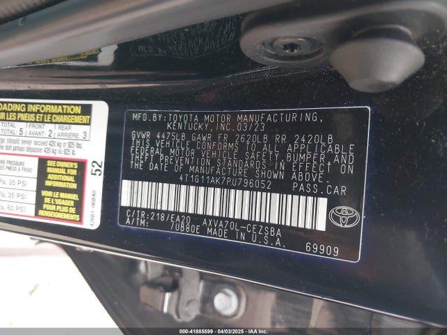 4T1G11AK7PU796052 Toyota CAMRY SE