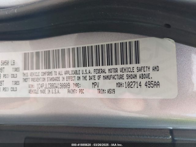 1C4PJLCB8GW190809 Jeep Cherokee Latitude