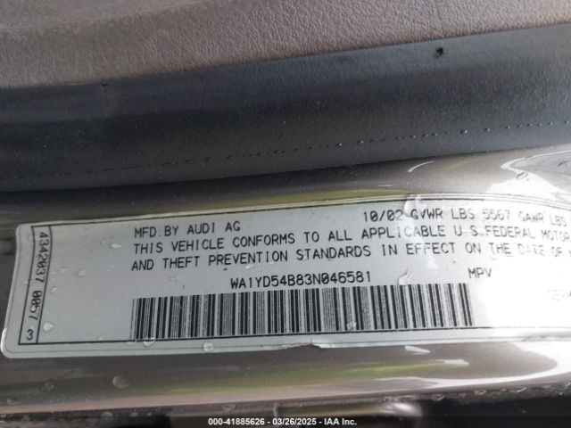 2003 AUDI ALLROAD WA1YD54B83N046581 Photo 8