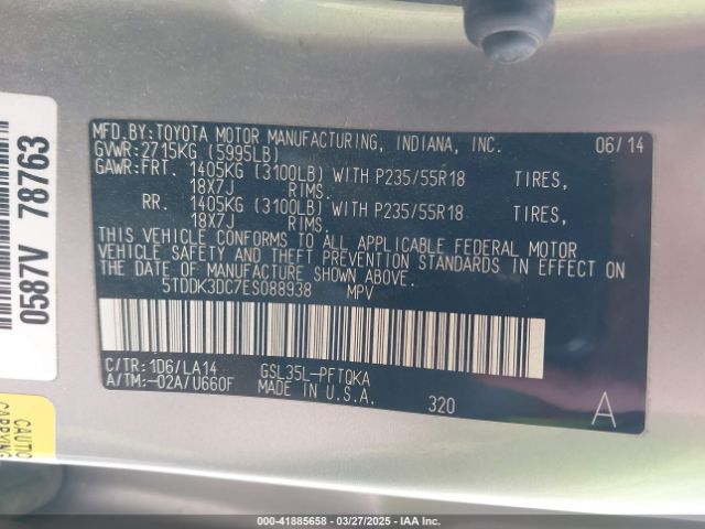 2014 TOYOTA SIENNA 5TDDK3DC7ES088938 Photo 8