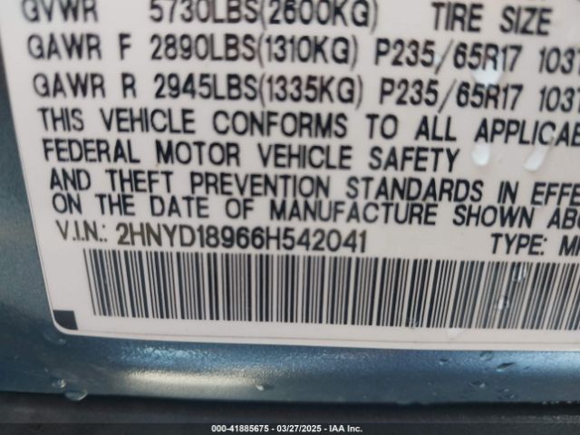 2006 ACURA MDX 2HNYD18966H542041 Photo 8
