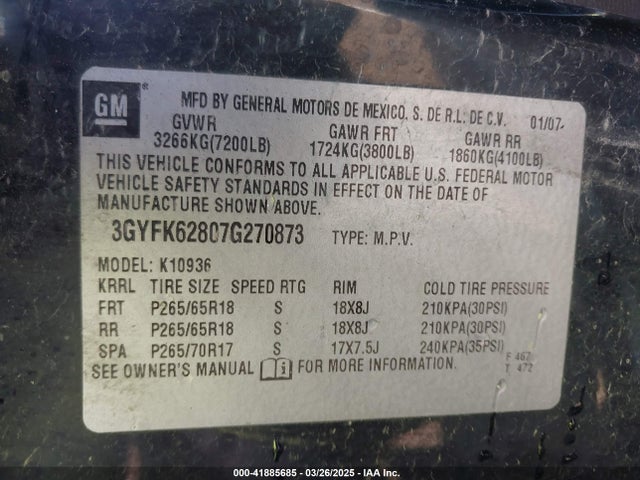 2007 CADILLAC ESCALADE EXT 3GYFK62807G270873 Photo 8