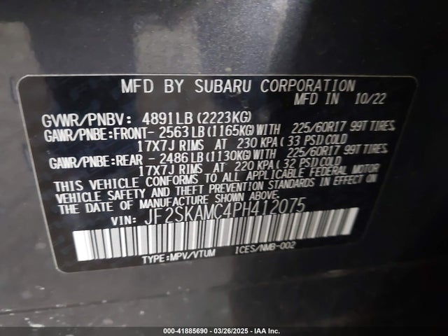 Subaru na u5 2023 JF2SKAMC4PH412075 Image 9
