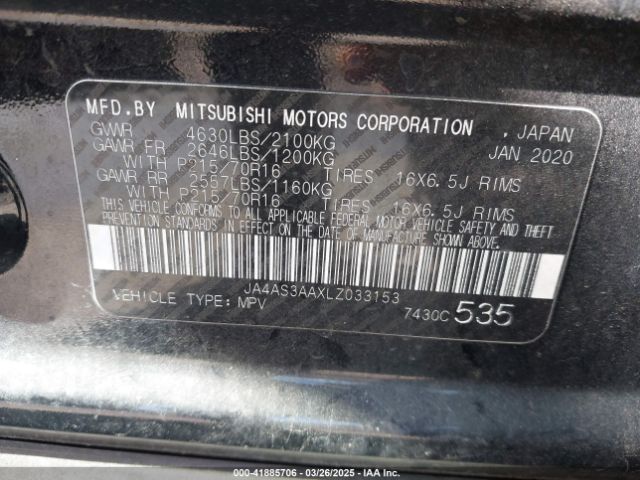 JA4AS3AAXLZ033153 Mitsubishi Eclipse Cross Es 1.5t