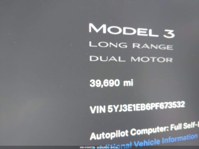 5YJ3E1EB6PF673532 Tesla Model 3 Long Range Dual Motor All-wheel Drive