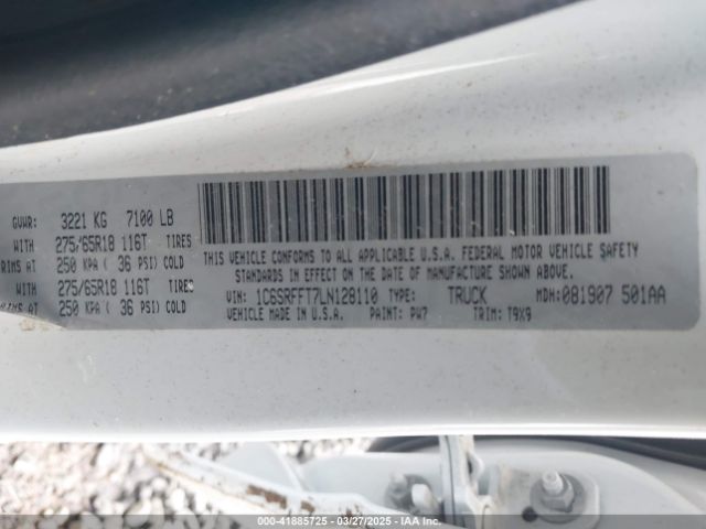 1C6SRFFT7LN128110 RAM 1500 Big Horn  4x4 5'7 Box