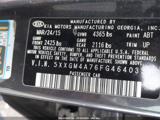 5XXGM4A76FG464035 KIA Optima Lx