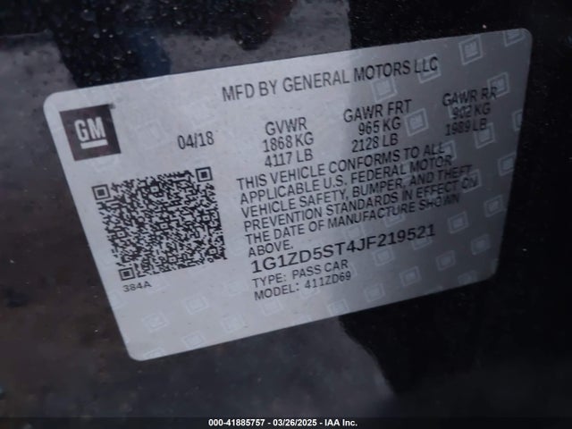 1G1ZD5ST4JF219521 Chevrolet MALIBU LT