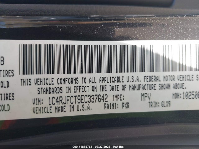 Auction sale of the 2014 Jeep Grand Cherokee Overland, vin: 1C4RJFCT9EC337642, lot number: 41885768