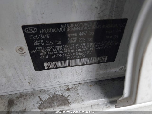 5NPE34AFXJH668917 Hyundai gdi theta-ii