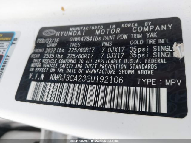KM8J3CA23GU192106 Hyundai Tucson Eco