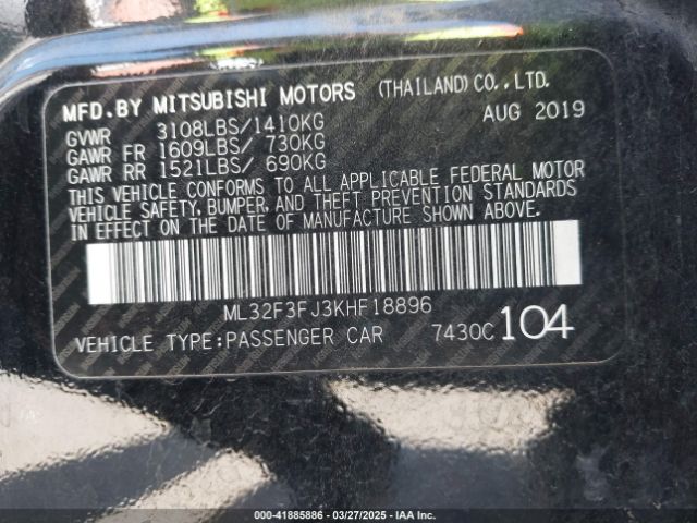 ML32F3FJ3KHF18896 Mitsubishi Mirage G4 Es