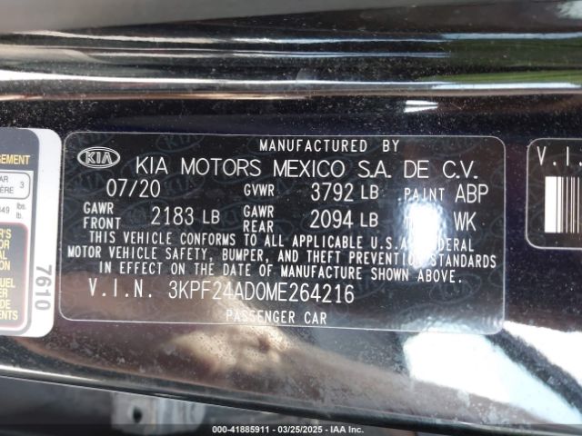 3KPF24AD0ME264216 KIA Forte Lxs