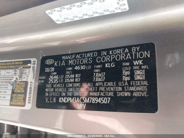 KNDPM3AC5M7894507 KIA Sportage Lx