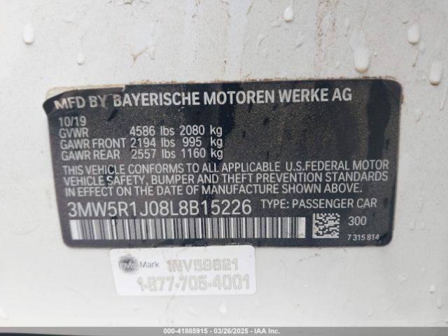3MW5R1J08L8B15226 BMW 330I