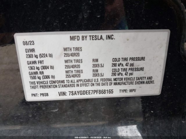 7SAYGDEE7PF868165 Tesla 2023