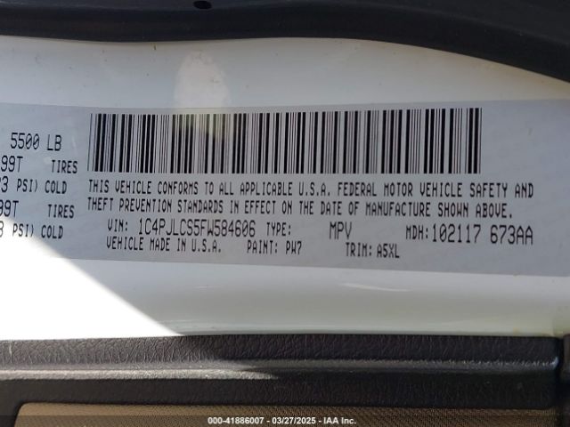 1C4PJLCS5FW584606 Jeep Cherokee Latitude