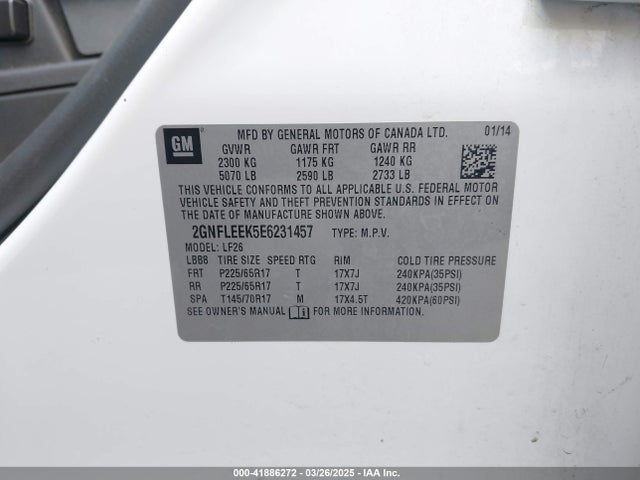 Chevrolet EQUINOX LS 2014 2GNFLEEK5E6231457 Image 9