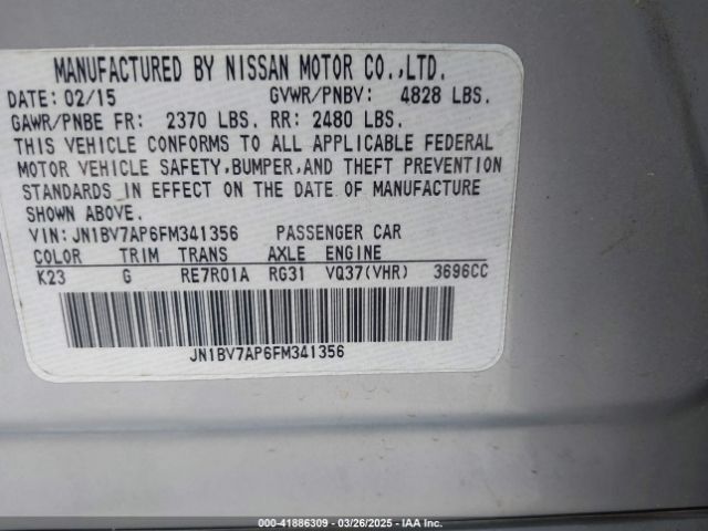 JN1BV7AP6FM341356 Infiniti Q50 Premium