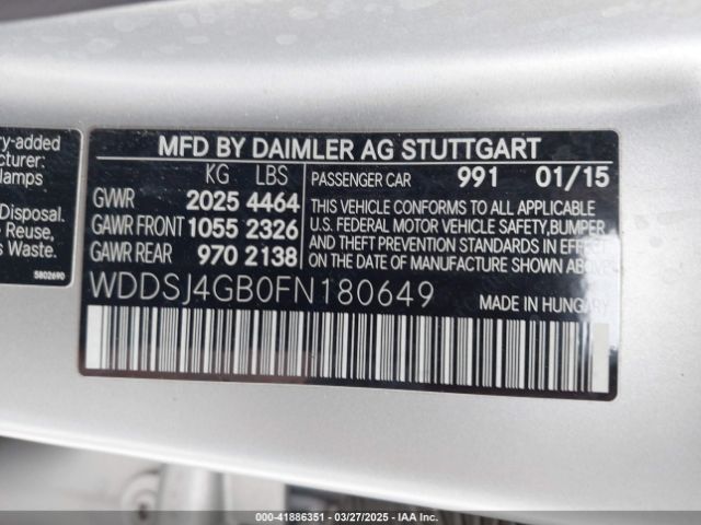 WDDSJ4GB0FN180649 Mercedes-Benz CLA 250 4MATIC