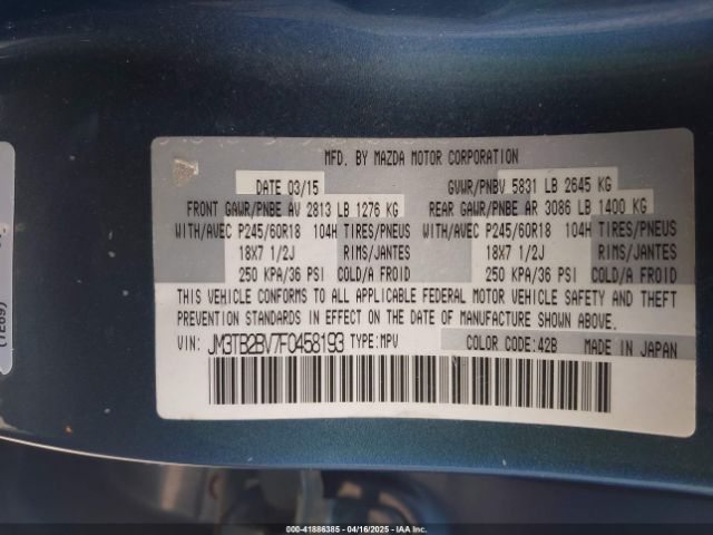 JM3TB2BV7F0458193 Mazda CX-9 SPORT