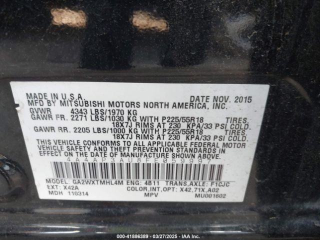 2015 MITSUBISHI OUTLANDER SPORT 4A4AP3AU8FE059997 Photo 8