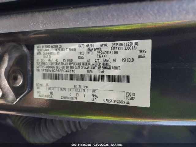 1FTEW1CP6FFC47810 Ford F-150 Xlt