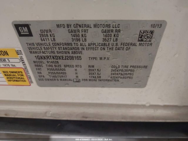1GKKRTKDXEJ208165 GMC Acadia Denali