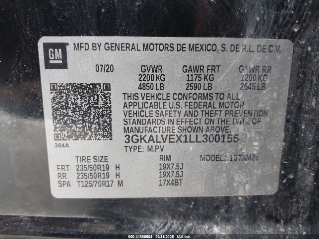 3GKALVEX1LL300155 GMC Terrain Awd Slt