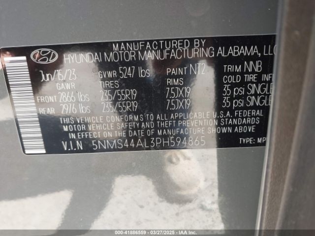 2023 HYUNDAI SANTA FE 5NMS44AL3PH594865 Photo 8