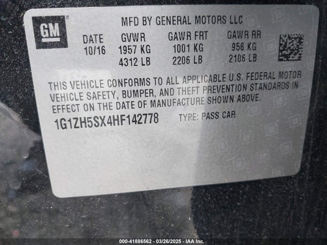 1G1ZH5SX4HF142778 Chevrolet Malibu Premier