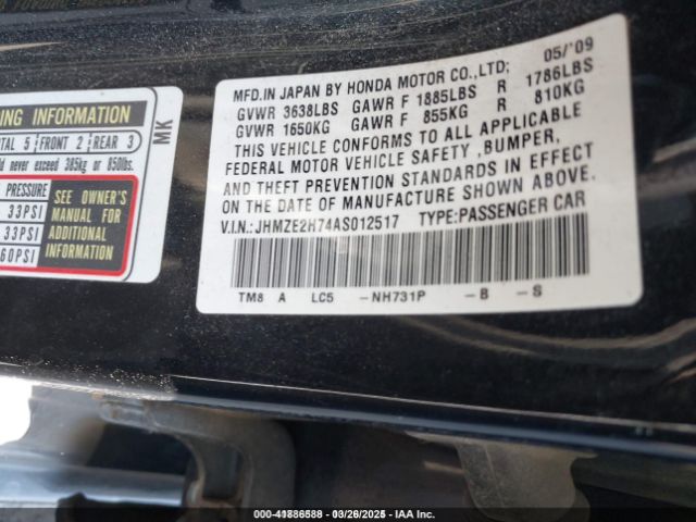 2010 HONDA INSIGHT JHMZE2H74AS012517 Photo 8