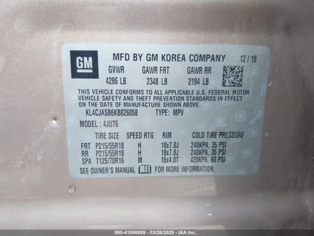 KL4CJASB6KB826058 Buick Encore Fwd Preferred