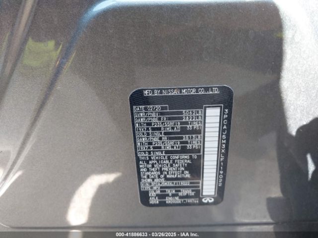 3PCAJ5M3XLF119022 Infiniti Qx50 Essential Awd