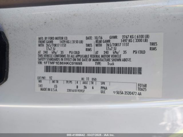 1FTMF1E86HKC01695 Ford F-150 Xl