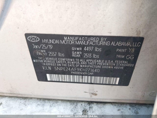 Hyundai SONATA SE 2019 5NPE24AF9KH771640 Image 9