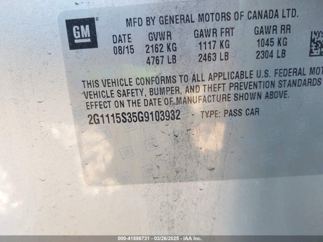 2G1115S35G9103932 Chevrolet Impala 2lt