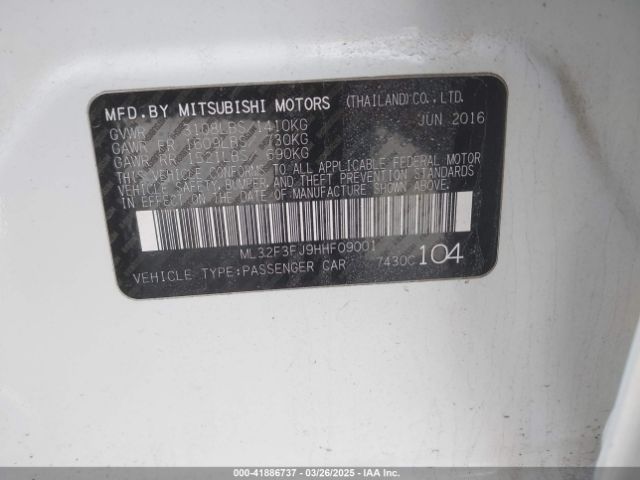 ML32F3FJ9HHF09001 Mitsubishi Mirage G4 Es